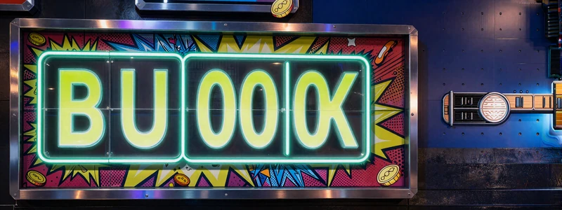 Holographisches Jackpot-Ticker-Display mit leuchtender Summe im Bungee-Font und M&uuml;nz-Konfetti